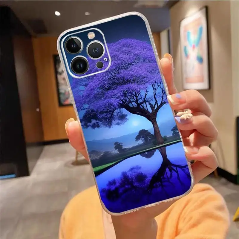 حافظة هاتف Apple iPhone قابلة للتطبيق على شكل شجرة الزهور 1 حافظة ناعمة من مادة TPU باللون الأسود لهاتف iPhone 16 15 Pro #5