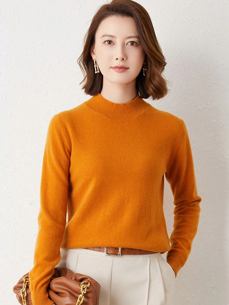 New Knitting Pullover Sweater Long Sleeve Bottom Shirt Slim Turtleneck Sweaters Autumn Winter Soft Blouse Jumpers For Women 2024