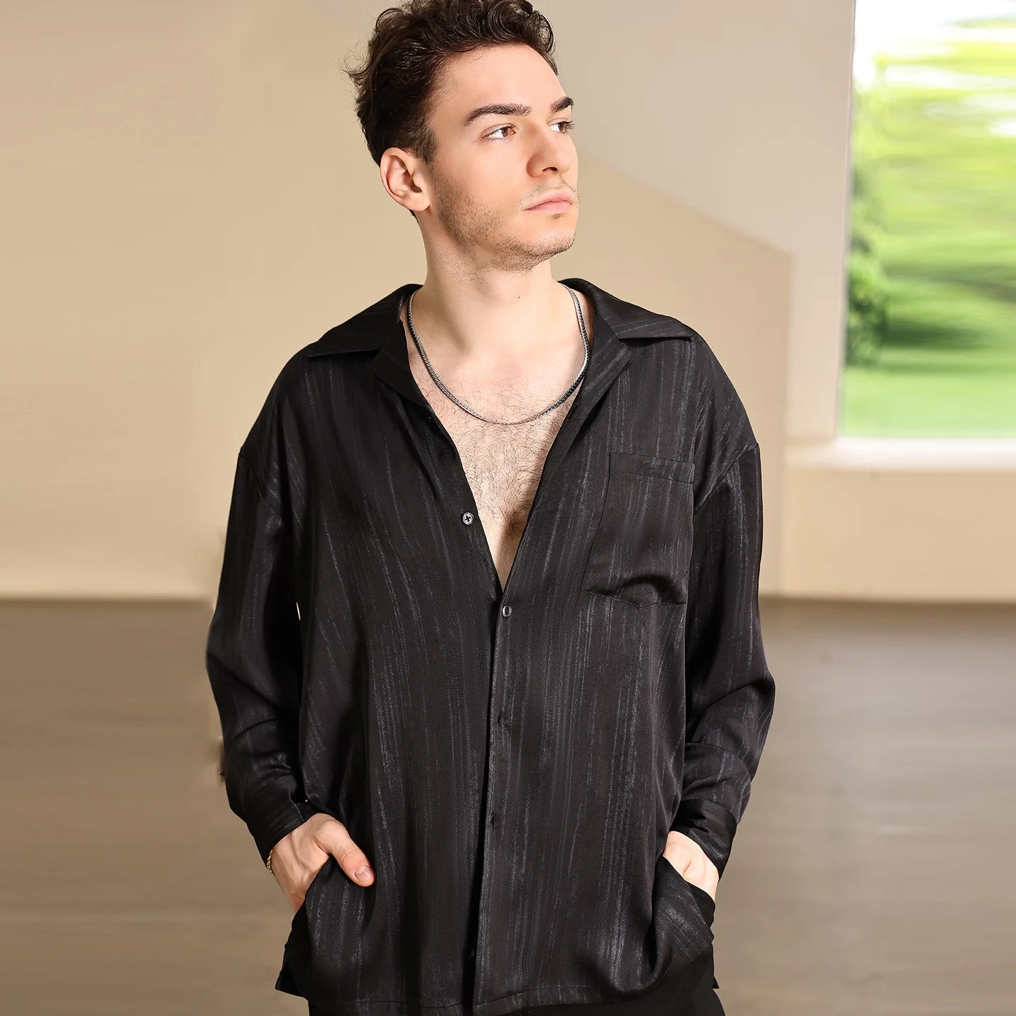 Haut de danse de salle de bal pour hommes, haut de danse moderne à manches longues, chemise de danse latine, costumes d'entraînement de danse Samba DW10830