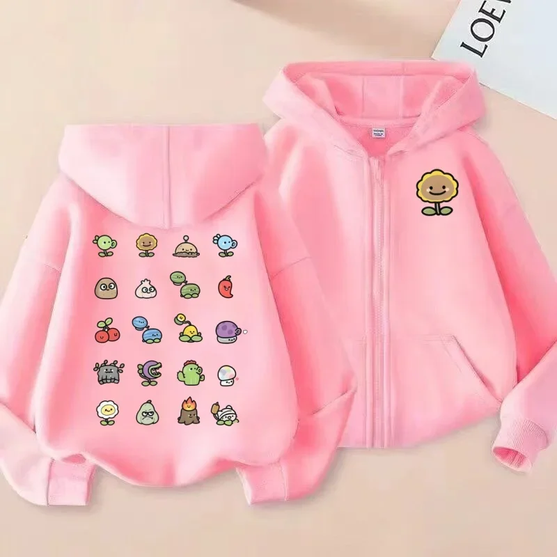 Q-version Plant لطيف مطبوعة الأطفال سستة سترة هوديي مقنعين سترة الأطفال متعة وملابس الأطفال عارضة #2