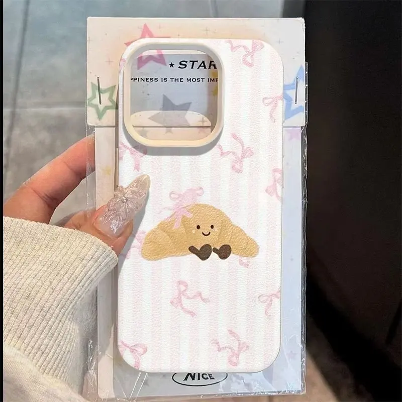 

Cute Baked Croissant Pattern Phone Case For iPhone 17 Pro Max 16 15 14 13 12 11 XS Max X XR 7 8 Plus 16E 17E 17Air Bumper Cover