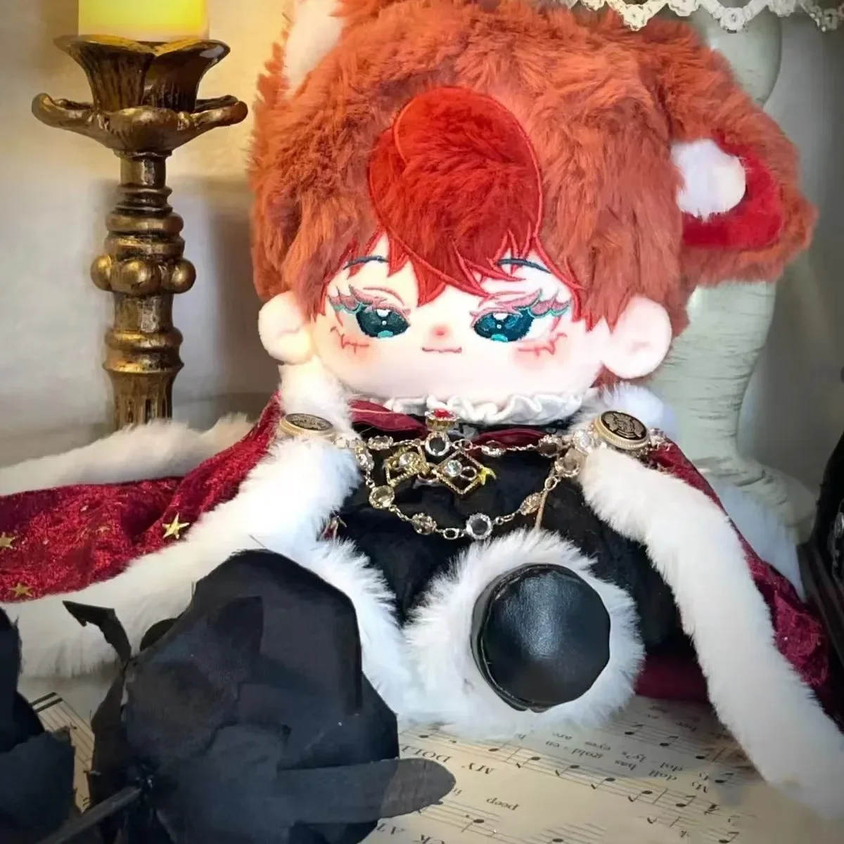 Shiny Retro 20cm Cotton Doll Clothes Suit DIY Dress-Up Cloak Moble Corona Sets Gemstone Red Flame Set Toys for Children Gifts