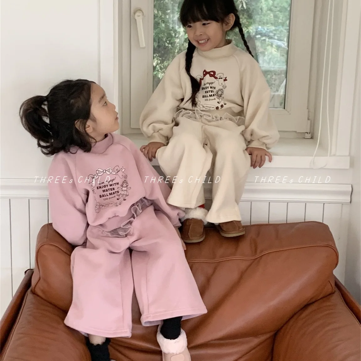 

2026 Spring New Children Long Sleeve Clothes Set Girls Sweet Bow Letter Sweatshirt + Pants 2pcs Suit Kids Cotton Casual Outfits