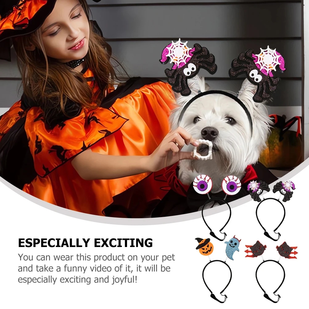 

4 Pcs Pet Halloween Headb Festival Supplies Adjustable Hair Clasps Dog Cat Accessory Party Props Photo Shoot Wear Home Decor