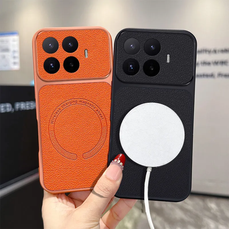 Für Magsafe Magnetische Abdeckung für XIAOMI 17T 17TPro Ledertextur Rutschfester Silikon-Softrahmen Stoßfeste Handyhülle für 17T Pro