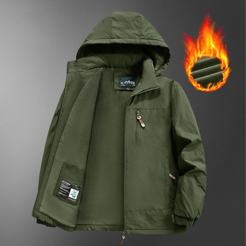 New Windbreaker Men Tactical Jacket Waterproof Outdoor Hooded Coat Sports Military European Size M-5XL Field Climbing