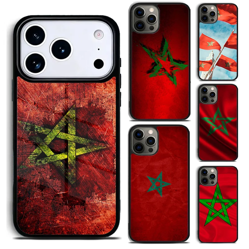 Morocco Flag Coat Of Arms Phone Case for iPhone 17 16 15 Pro Max Air 14 13 12 11 Plus Shockproof Capa Cover