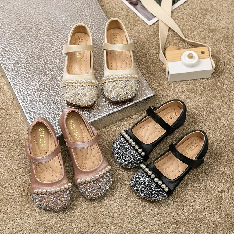 

Летняя обувь Мэри Джейн на плоской подошве с бусинами, блестящая обувь принцессы для девочек, детские сандалии, детская свадебная обувь, детская танцевальная обувь