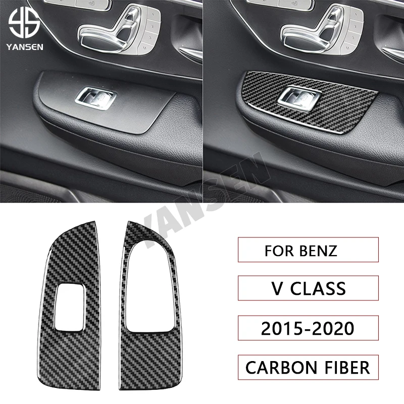 

Window Lift Button Frame Trim Cover Carbon Fiber Decal Fits For Benz V Class W447 V260 2015-2020 Car Inside Accessories