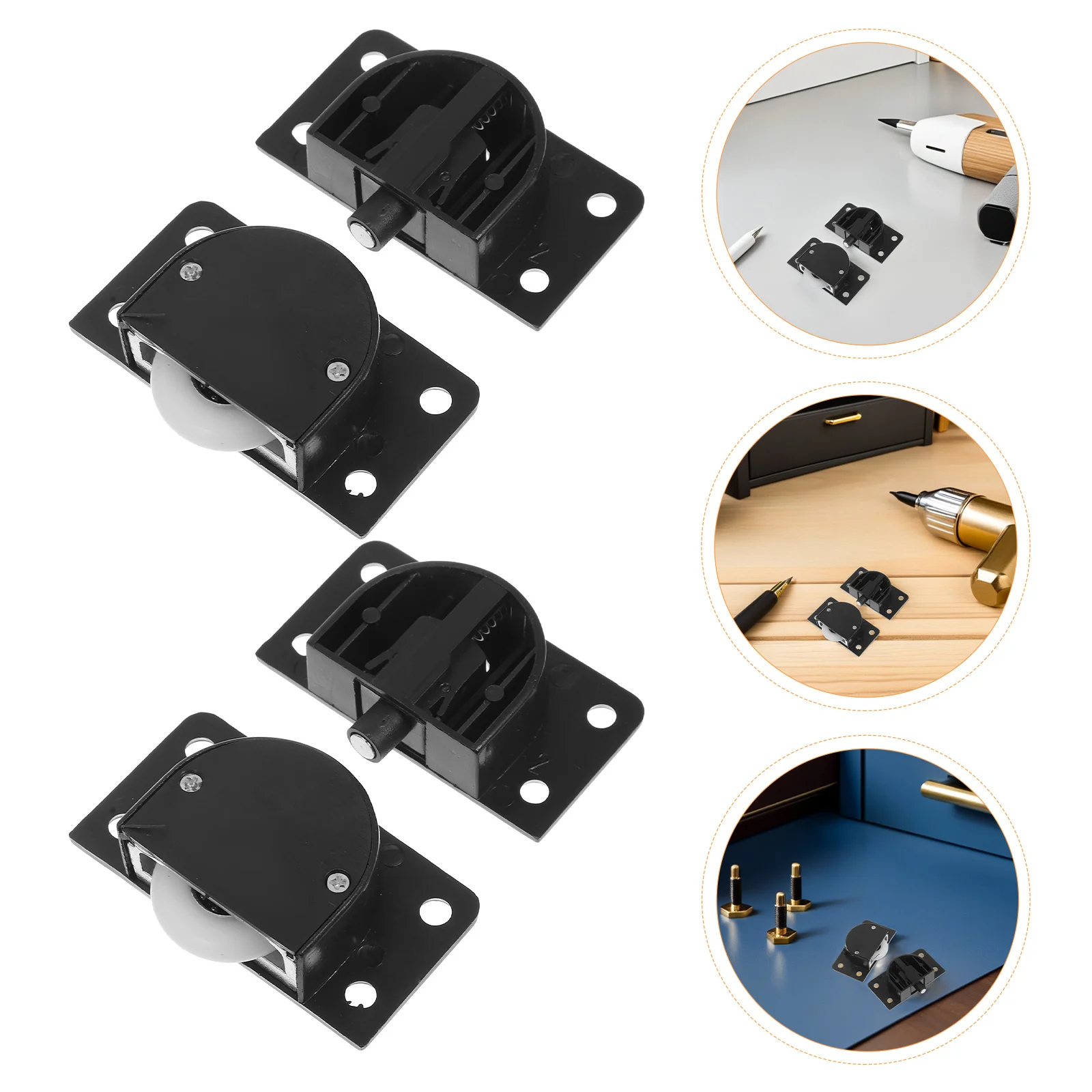 2 مجموعات انزلاق باب الخزانة الأسطوانة الأسود ترقية الأجهزة السلس البلاستيك عجلات بكرة لخزانة خزانة المطبخ قابل للتعديل #1