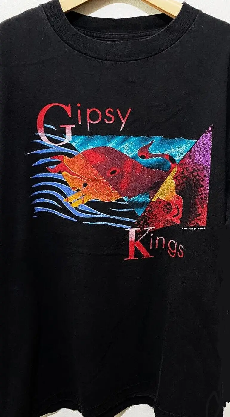 Vintage 90s Gipsy Kings Band Shirt Short Sleeve Black Unisex S-2345XL