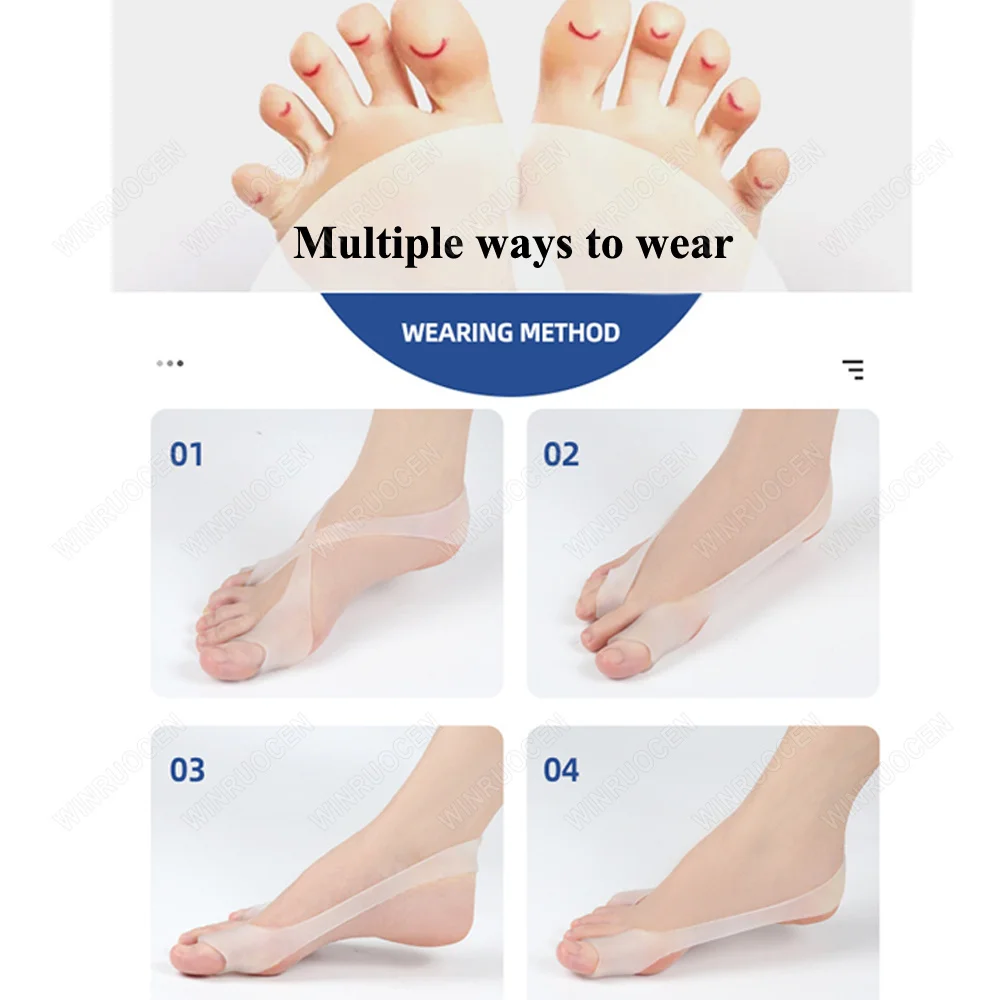 1 Paar Siliconen Teen Orthese Bunion Voetverzorging Tool Plastic Hallux Valgus Corrector Separator Vingerpijnverlichting Pedicure Riem