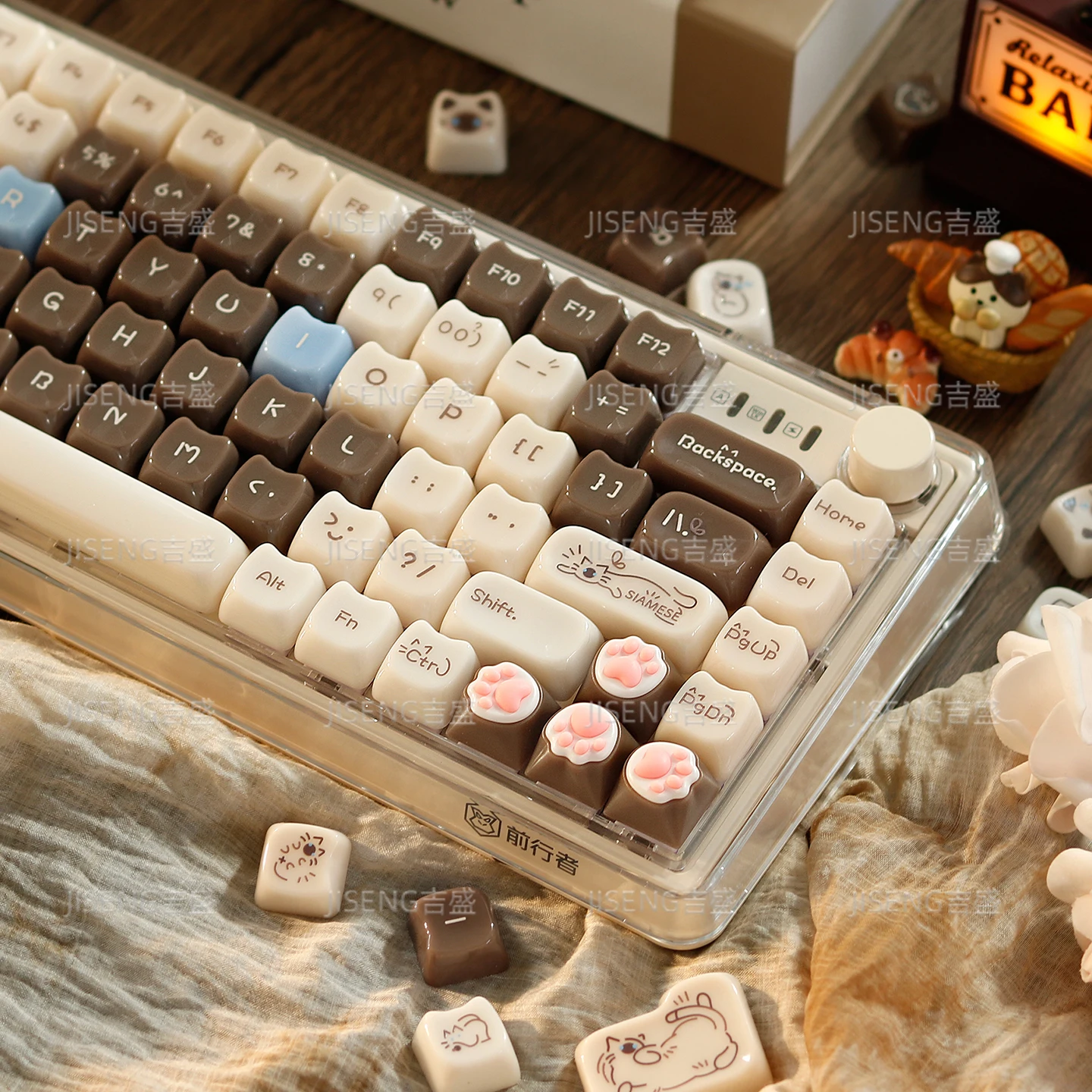 

Глянцевые клавиши MAO с сиамским котом PC148, полный набор, милая тематическая механическая клавиатура, пропускаемые крестообразные колпачки для клавиш