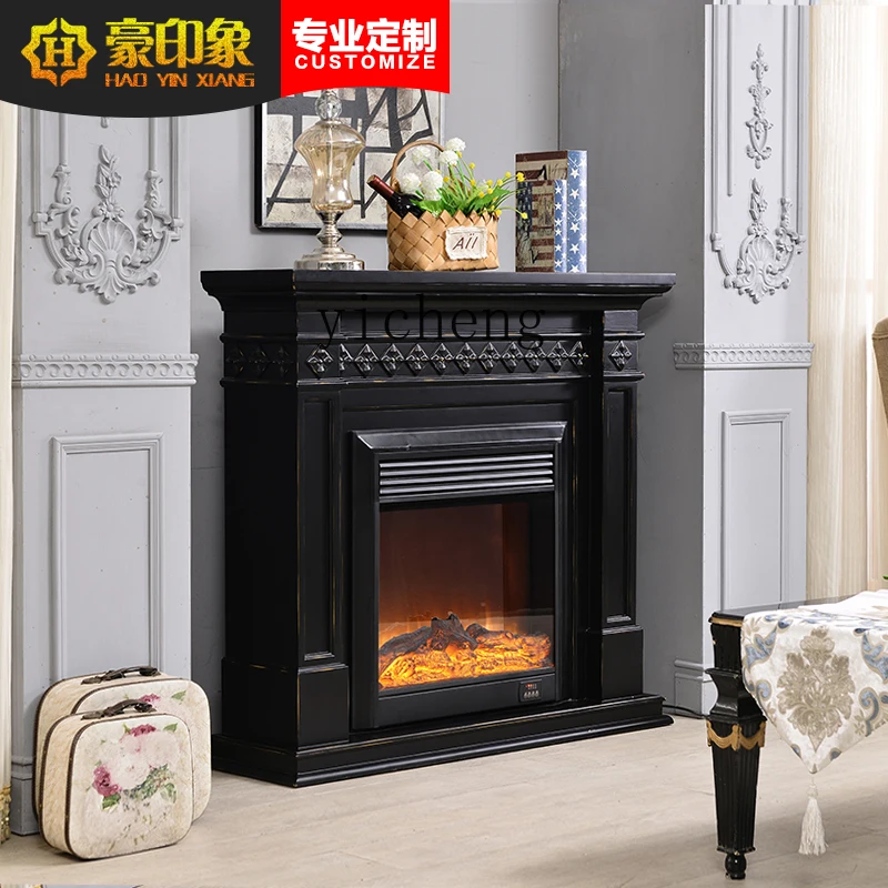 ZK Living Room Electric Fireplace Heater Household Fireplace Core Solid Wood Fake Flame Decorative Cabinet