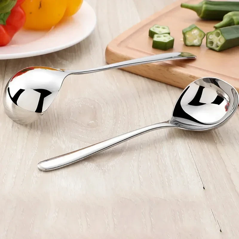 

Korean Stainless Steel Thickening Spoon Creative Long Handle Hotel Hot Pot Spoon Soup Ladle Home Kitchen Essential Tools