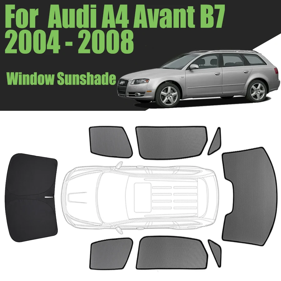 

Custom Car Window Sunshade For Audi A4 Avant B7 2004 - 2008 Allroad Wagon Magnetic Curtain Mesh Front Windshield Frame Curtain