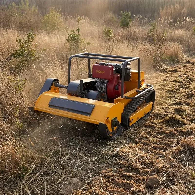 Professional Grade Koop Diesel Engine Remote Control Tracked Flail Mower for Solar Farm and Orchard Mowing