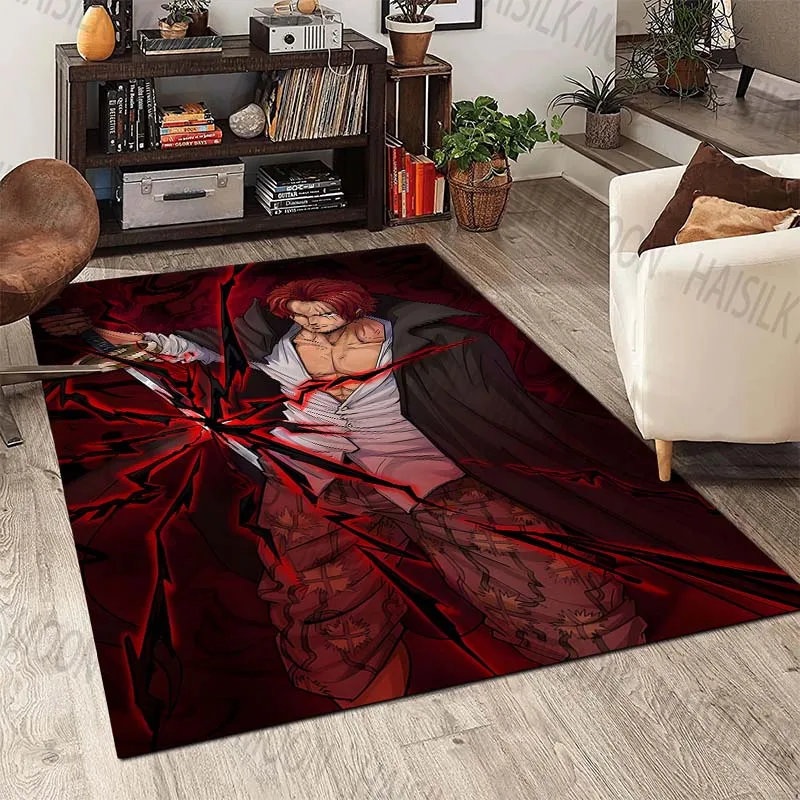 15 Sizes One Piece Red Hair Shanks Pattern Carpets for Living Room Bedroom Sofa Floor Mat Decor Anti-slip Rugs Kid's Play Mat