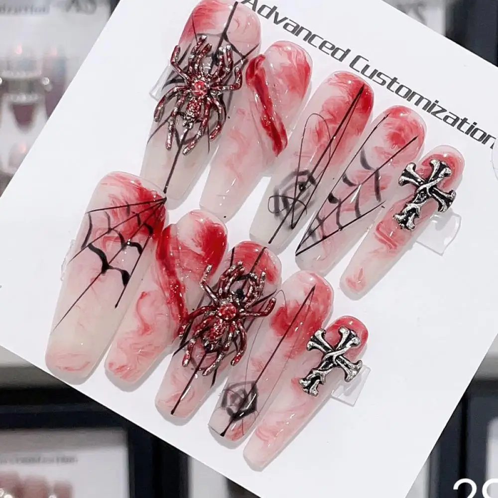 New Fashion Girl Y2K Long Handmade Manicure Nail Art Patch Sweet Wearable Reusable Long Coffin Stiletto Press On Nail Full Cover