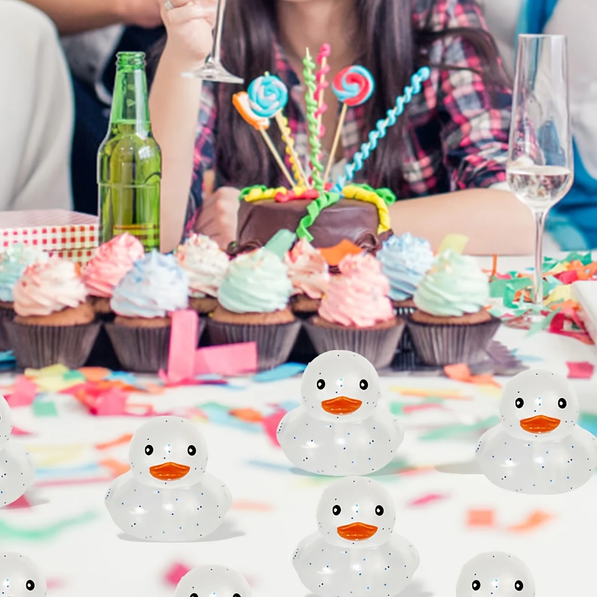 10-100 SZTUK Gumowa kaczka do kąpieli Zabawki dla chłopców i dziewczynek, piskliwe i pływające kaczki luzem Dekoracje na Baby Shower Kaczka Ulubione imprezy
