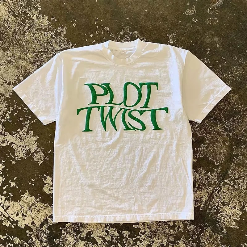 Xiao Chen Story Multi  Heavyweight  Cotton Short Sleeve T-Shirt Korean Style Twisted Letter