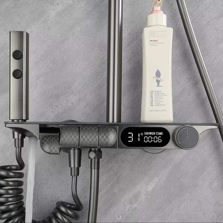 

Полный набор для ванной комнаты с душем, фортепиано, душевой набор с дождевой насадкой, настенный со светодиодной подсветкой