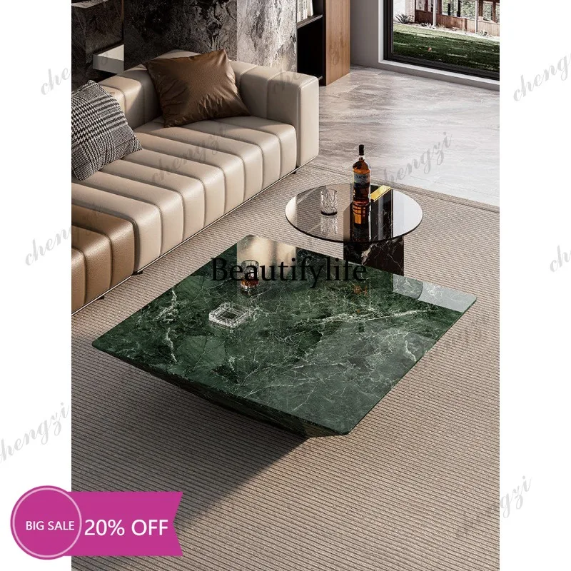 02 Qianyue Wanjia Italian light luxury marble coffee table modern simplicity high sense designer coffee table with storage