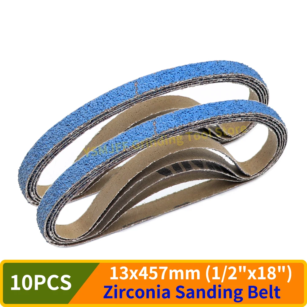 

10PCS 457x13mm Belt Sander Paper 40/60/80/100/120 Grits Zircon Corundum Sanding Belts for Knife Sharpening,Wood,Metal,Polishing