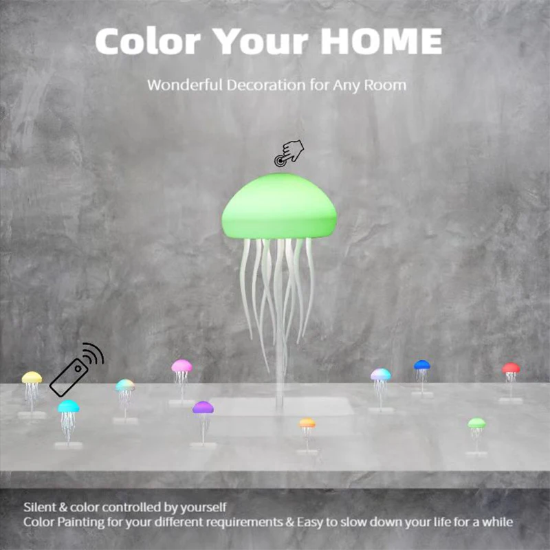 LED Cute Jellyfish Night Light with Dancing Legs, RGB Gradient Lamp, Rechargeable Bedside Lamps with Touch Sensor