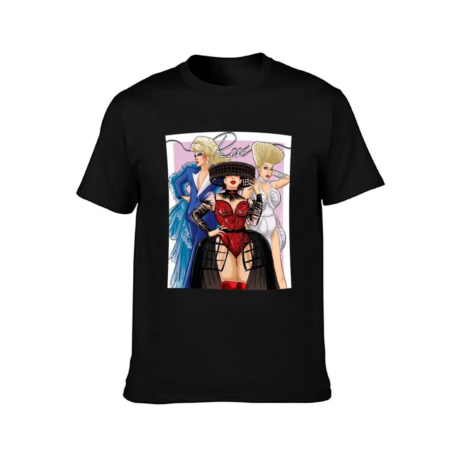 Rosé T-Shirt, Summer Casual Cotton Tee, Oversized Streetwear Tops, Vintage Graphic Print, Loose Fit Short Sleeve, 100% Cotton