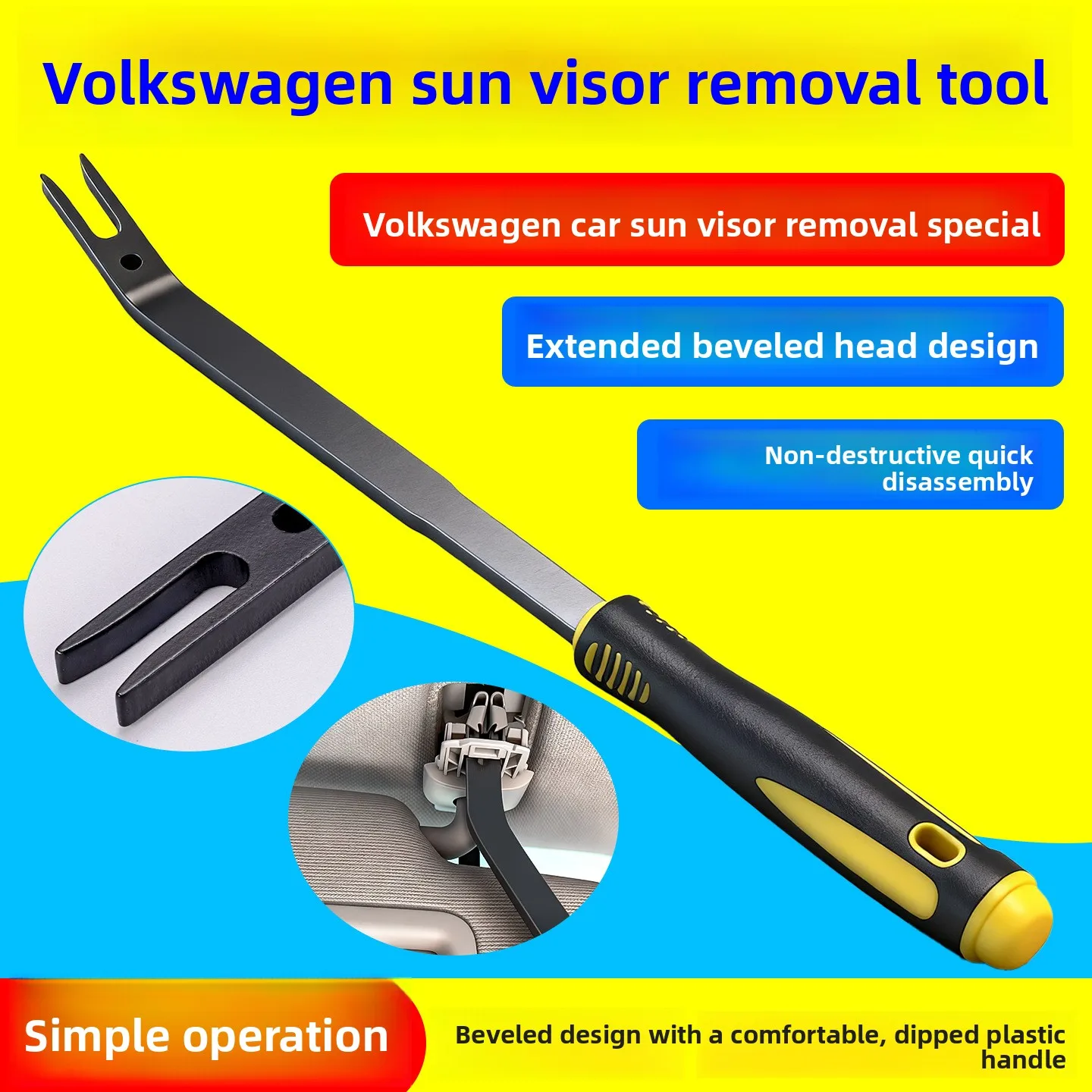 Multiple Practical Roof Canopy Handle Disassembly Tool Comfortable Anti Slip Non Slip Handle Vehicle Sun Visor Repair Tool