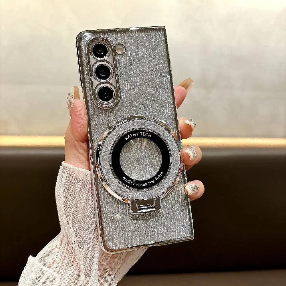 Ringhalterung galvanisierte magnetische Handyhülle für Samsung Galaxy Z Fold 7 6 5 4 3 Fold7 Fold6 Fold5 Fold4 Fold3 stoßfeste Abdeckung