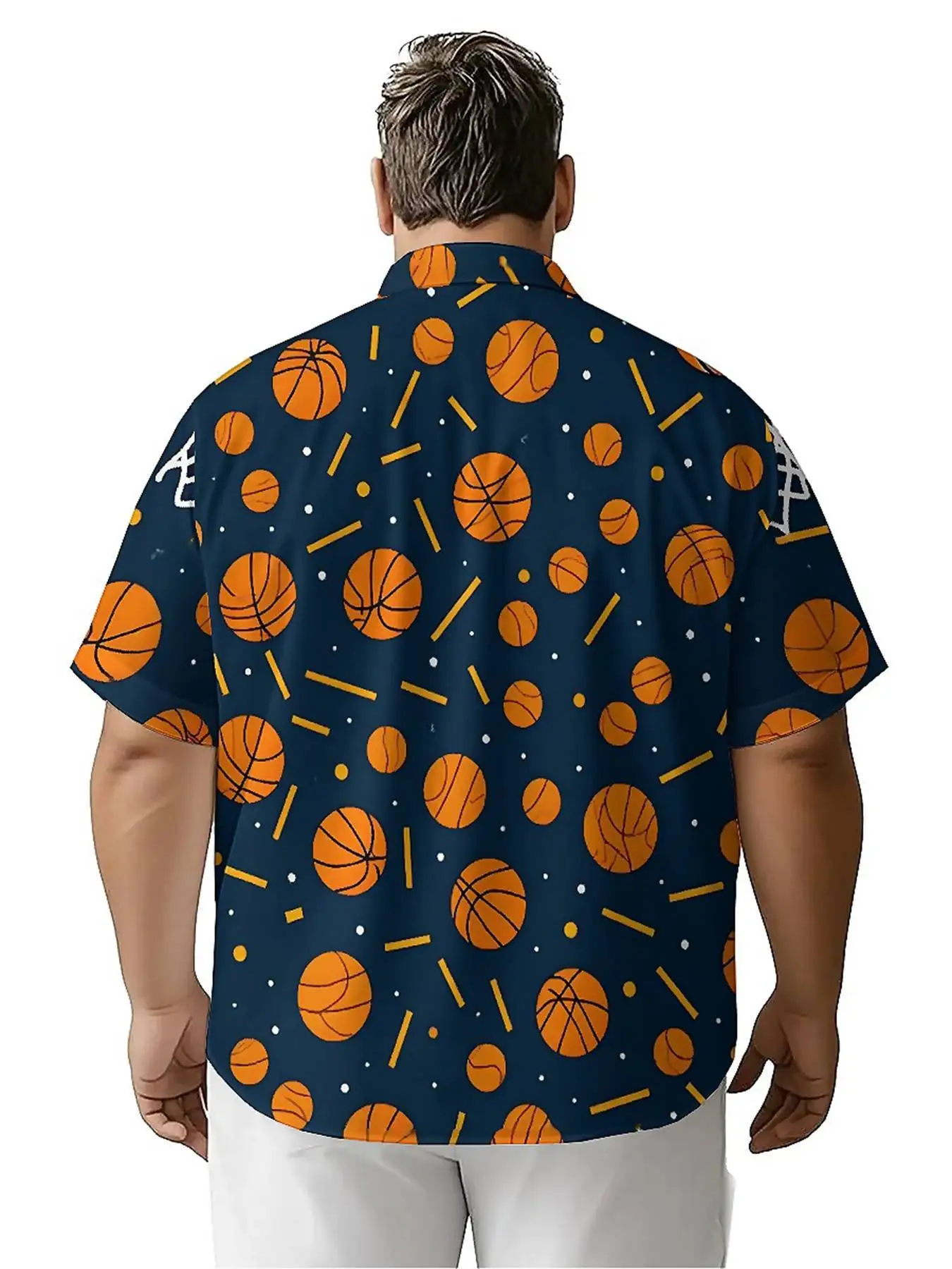 Męskie koszule hawajskie w dużych rozmiarach, wzór tematyczny koszykówki, nowość w modnych topach na lato, hip-hop rock streetwear