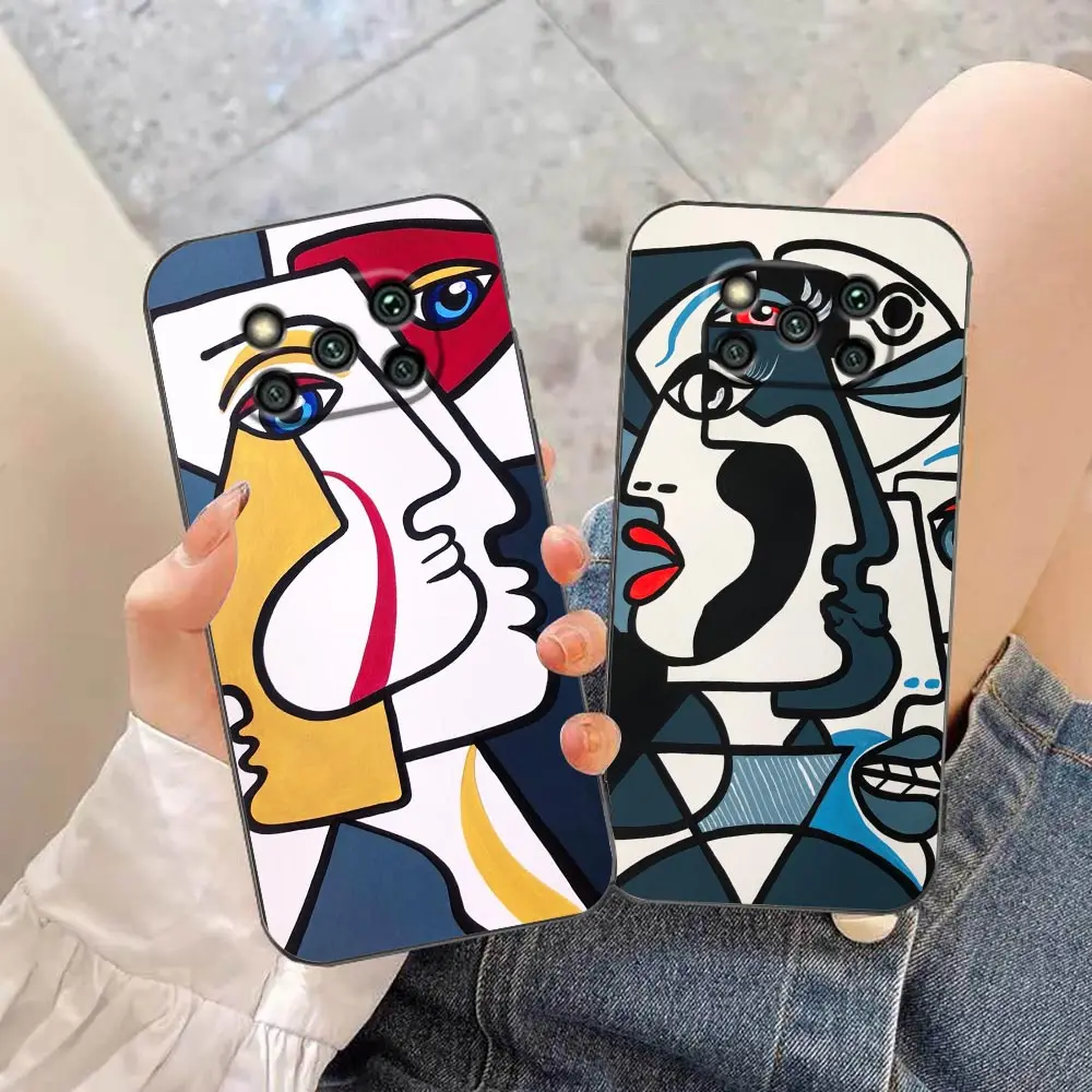 Case For Xiaomi Poco X5 X4 X3 M5 M4 M3 GT Pro NFC 5G 4G Black Shark 5 Mix 3 2S 2 4 Case P-Picasso Abstract Art Painting Graffiti