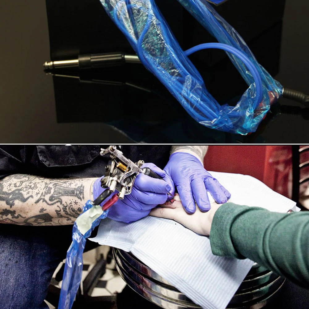 100 pièces jetable tatouage pince cordon manches couvre sacs noir/rose/bleu Protection en plastique Machine à tatouer sacs équipement de tatouage