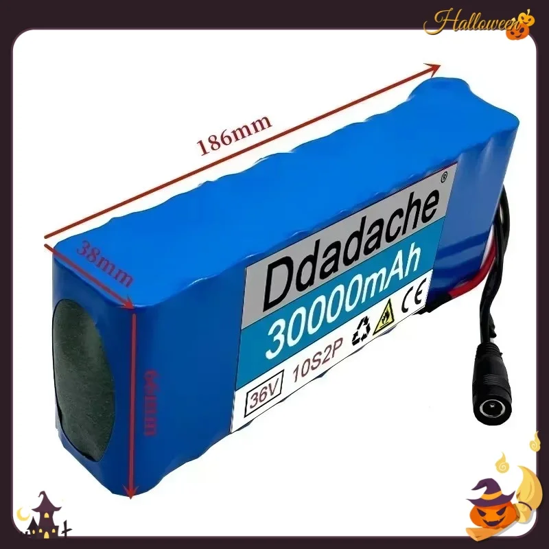 100% New 36V 30000mAh 18650 rechargeable lithium-ion battery pack 10S2P+charger can be used for electric scooter bicycles