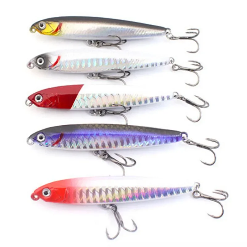 Nuevo señuelo tipo lápiz 10g14g18g 75mm 95mm Minnow Señuelos de pesca cebo duro alta calidad luz vibratoria Jigging Japón aparejos de pesca
