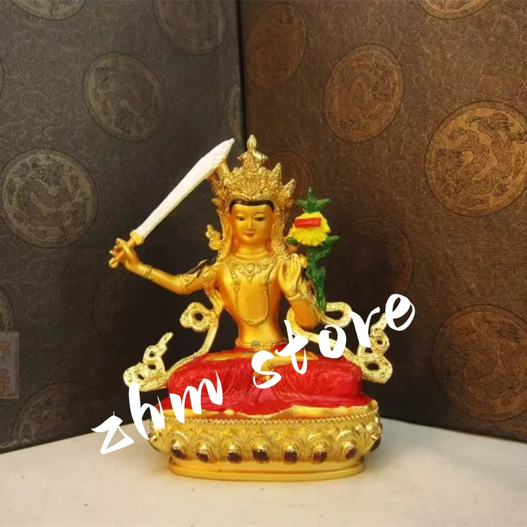 Alloy Zinc Multi-color 14.8cm Buddhist Manjushri Buddha Statue , Relijious Buda Ornaments for Room