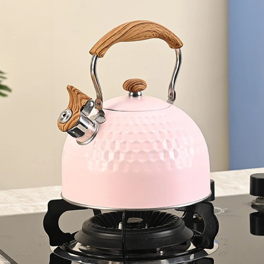 

2.5 Quart Whistling Tea Kettle For Stove Top Food-grade Stainless Steel Silicone-coated Wood Handle Fast Heating