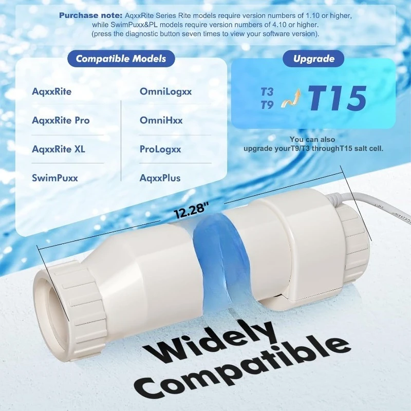 Salt Cell T Series 15 Replacement Compatible with Hayward T15/T9/T3 Cell,AqxxRite Series,SwimPxxx,ProLogxx, AqxxPlus,Chlorinator