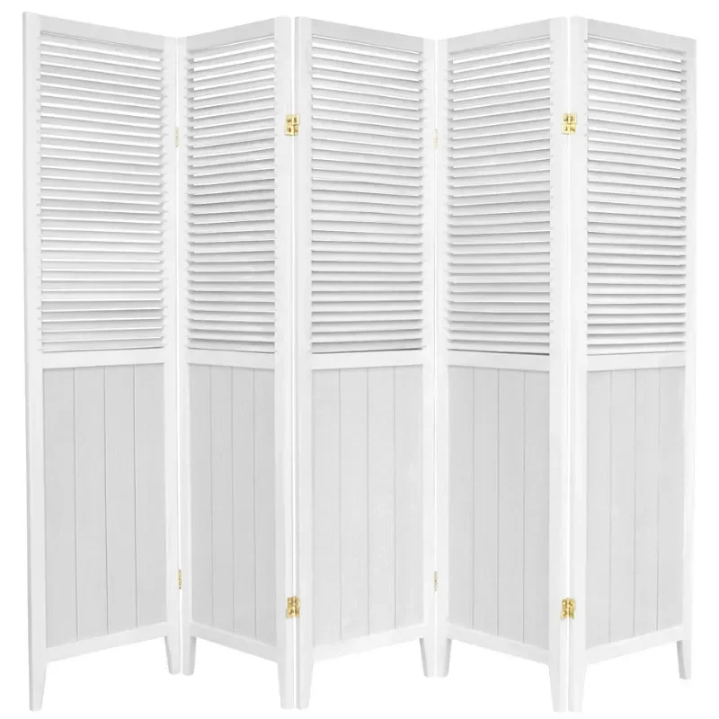 Oriental Furniture 6 Ft Tall Beadboard Room Divider White 5 Panel Biombo Divider Screen Screen Divider Partition Wall Dividers