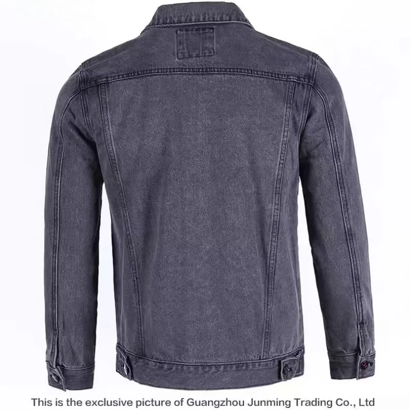 

Wear-Resistant Loose Men's Denim Jaet with Multiple kets Workwear Casual Outerwear Long Sve Youth Faion