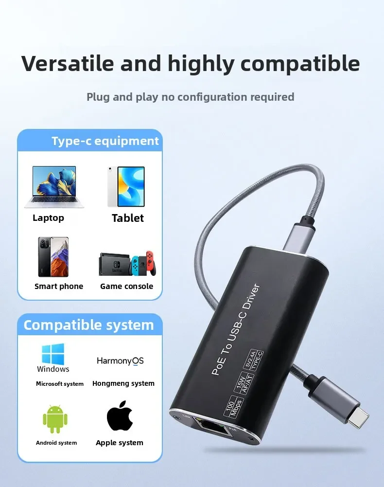 10/100Mbps محول إيثرنت USB2.0 نوع C إلى RJ45 بطاقة الشبكة السلكية إيثرنت جيجابت محول Lan Card Hub