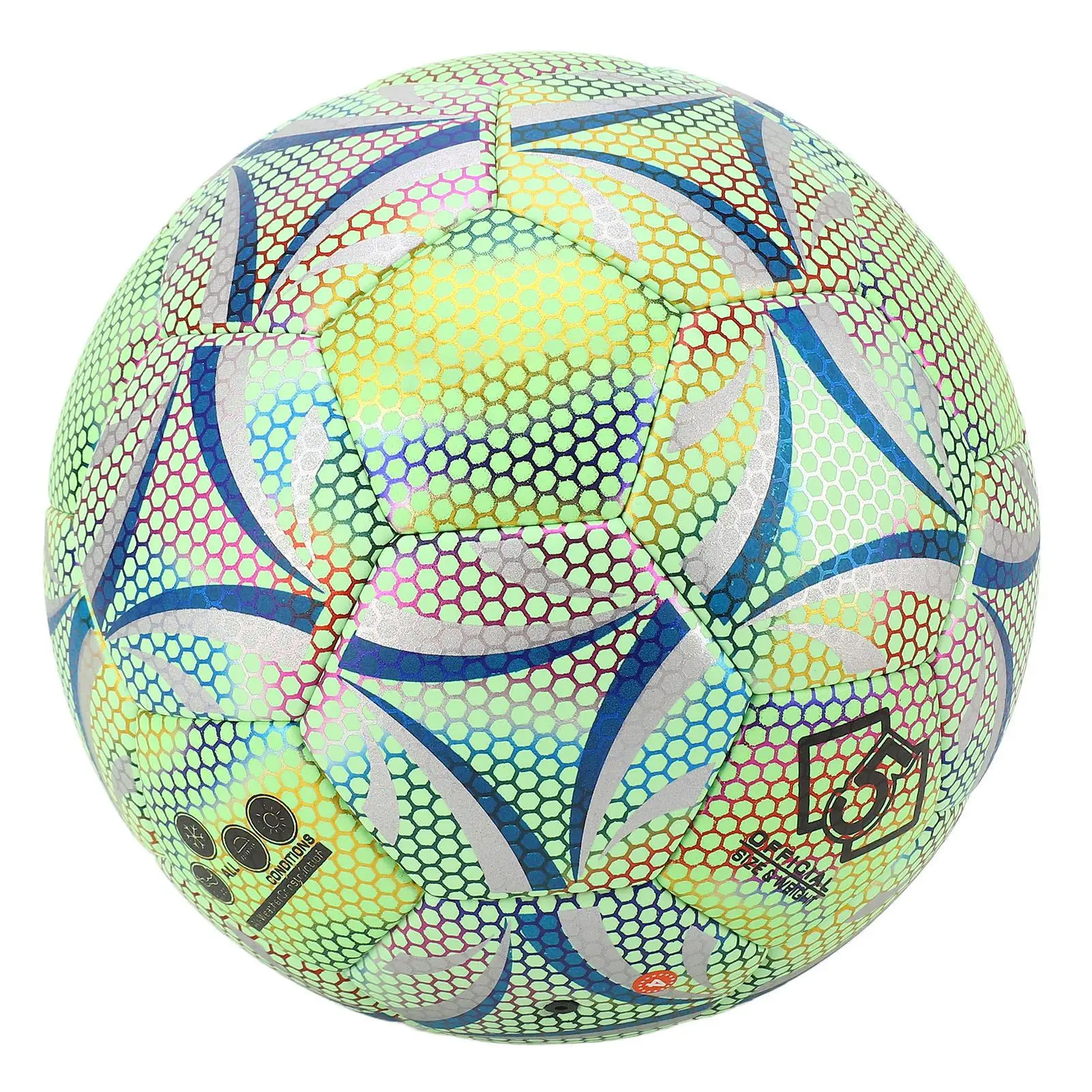 Wearproof Glowing Soccer Ball 5, Perfect for night Games - PU Football for Training and Gifts