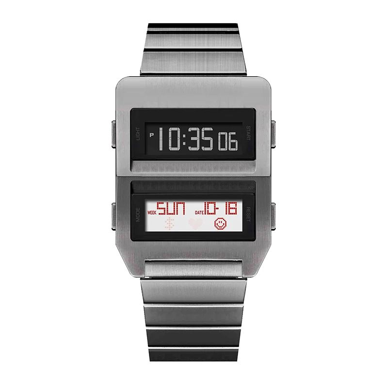 ساعة كوارتز مربعة من الفولاذ المقاوم للصدأ لعام 2026 بتصميم صناعي، ساعة تناظرية بسيطة مع مطابقة حركة ميوتا اليابانية