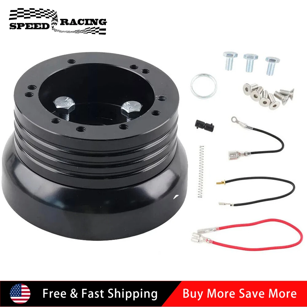 

5 & 6 Hole Steering Wheel Hub Adapter For 1976-1995 JEEP CJ5 CJ6 CJ7 Wrangler Cherokee Sliver Black SW-1033