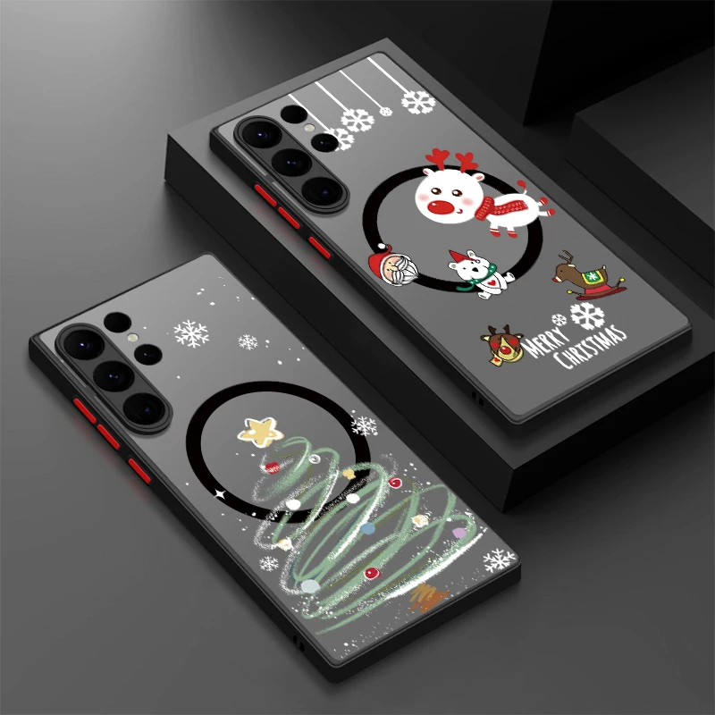 Christmas Gift Hat Phone Case For Samsung Galaxy S25 Edge S24 Plus S23 S22 Ultra S24 S23 FE A56 A36 A26 A16 A55 A15 Magnet Cover