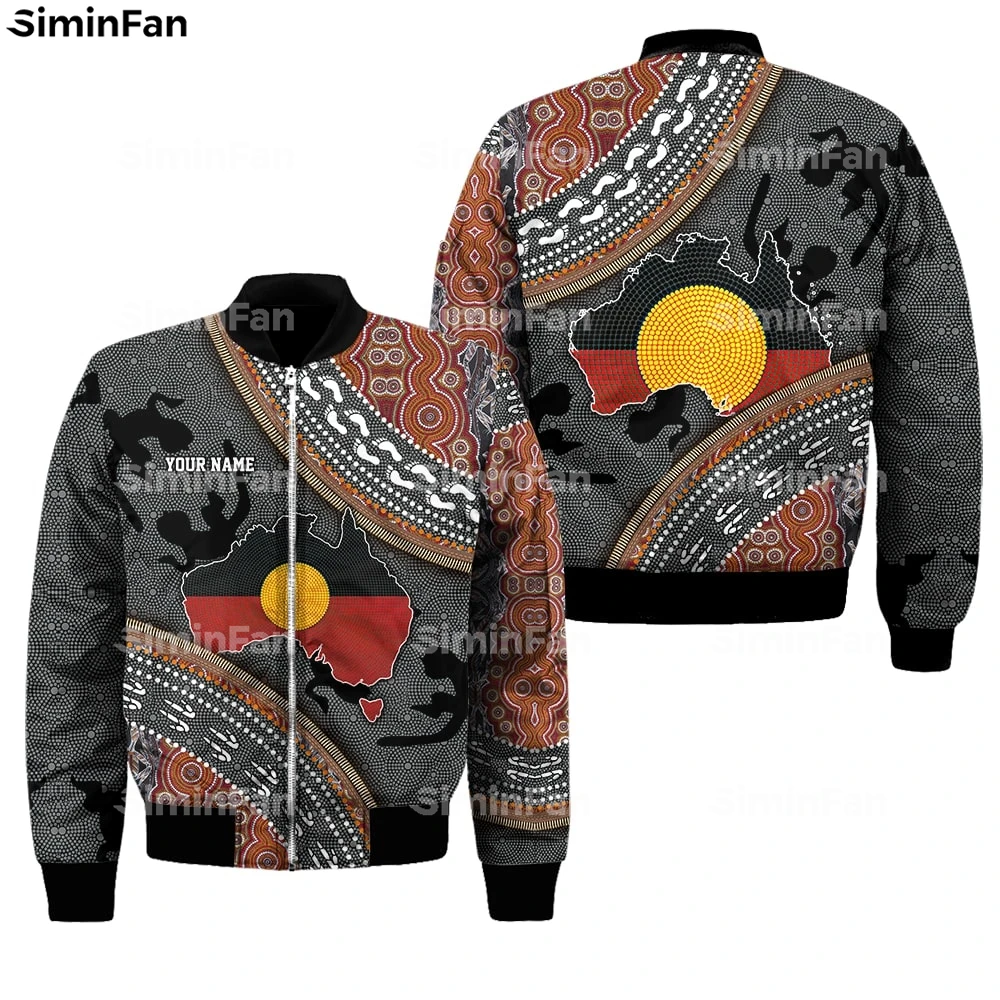 

Aboriginal Australia Sun Flag Lizard 3D Printed Bomber Jacket Men Winter Coat Female Outwear Unisex Streetwear Quilted Cotton 01