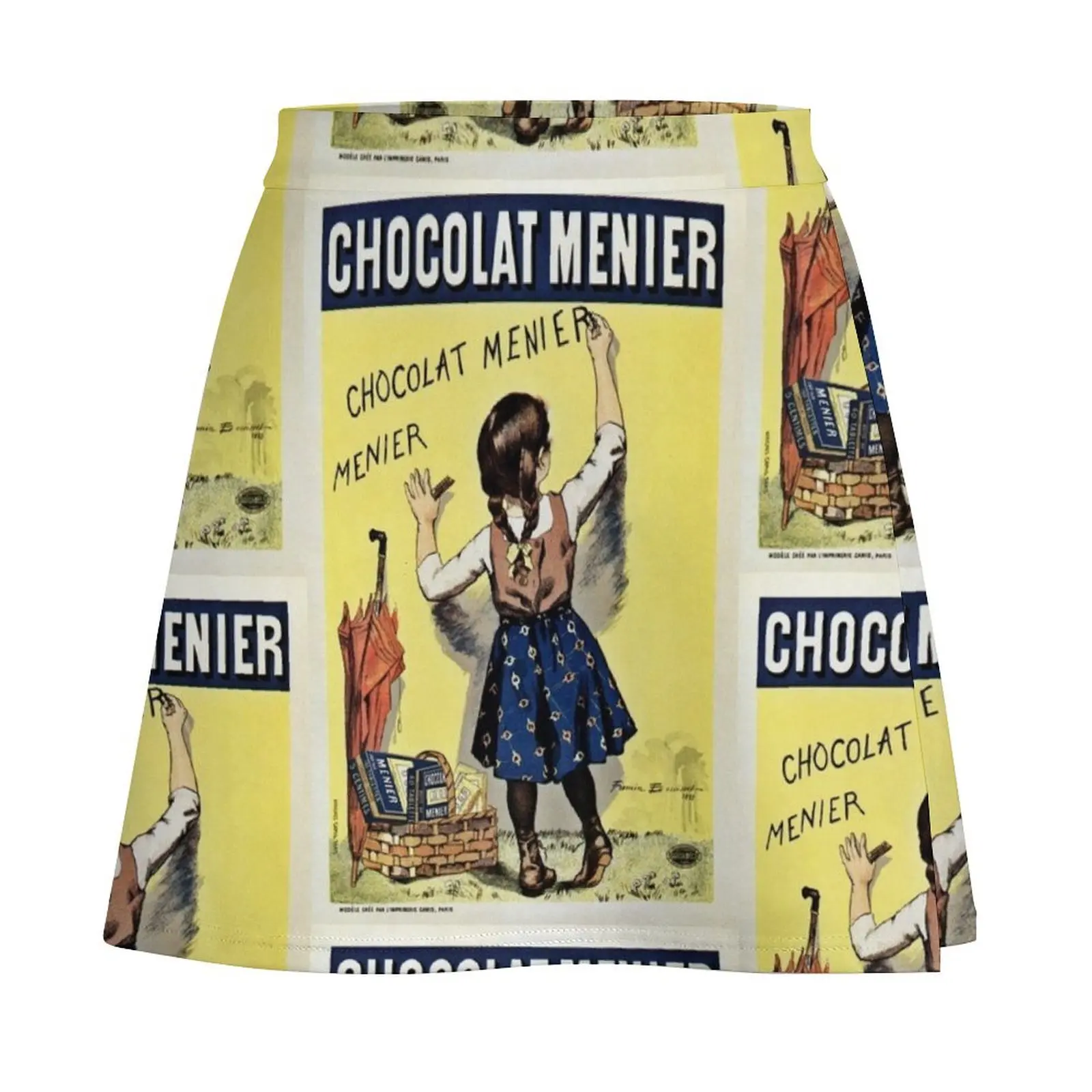 Famous french chocolate ad, Chocolat Menier Mini Skirt fashion korean clothing women's skirt 2025 trend Mini Skirt