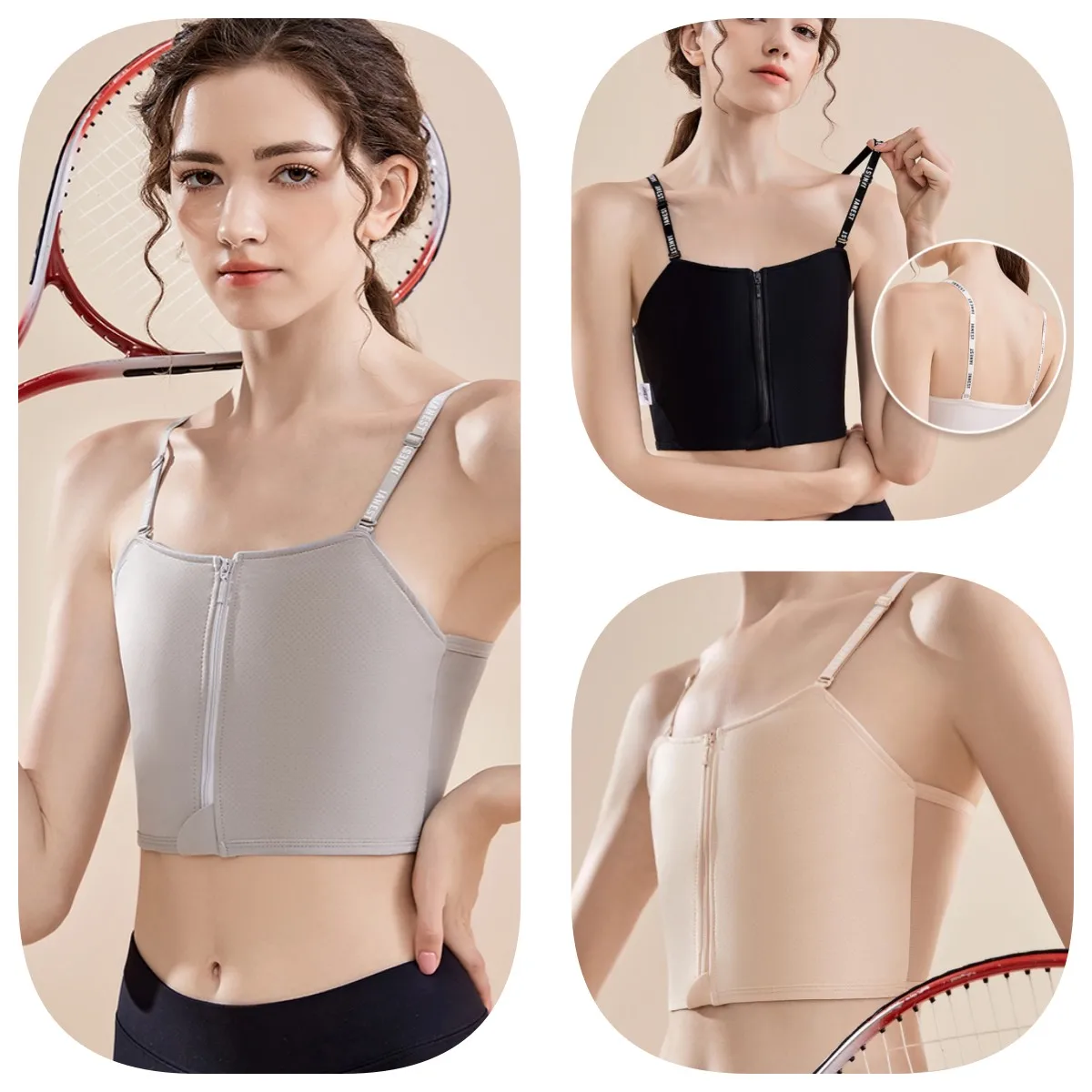 Women Chest Binder Zipper Trans Binder Breathable Breast Binder Flat Lesbian Binder Transboy Bra S-6XL